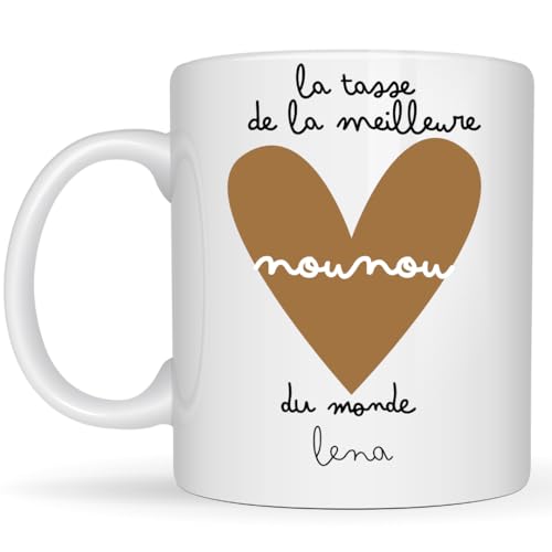 henrietteandco - Mug Nounou Personnalisé Cadeau Original Remerciement | Tasse Prénom Assistante Maternelle 330ml Céramique Blanc | Idée Cadeau Fin Contrat Année...