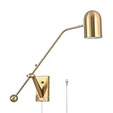 Ahaloye Golden Plug in Wall Sconces, Dimmable Modern Gold Swing arms Wall Lamp for Bedroom Living Ro