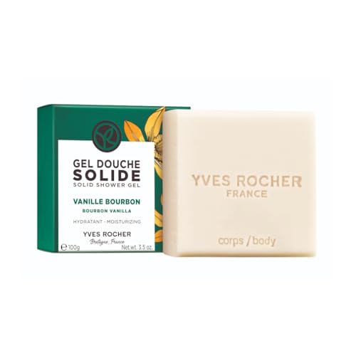 Yves Rocher Gel de Ducha Sólido Vainilla Bourbon - Limpieza Suave y Sensorial - 92% Natural, Vegano - Sin Plástico - 100g