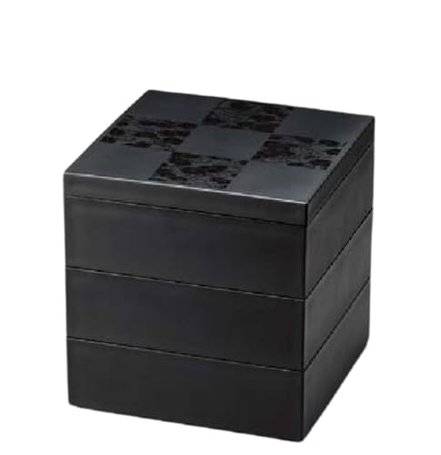 J-kitchens 行楽弁当箱 ( 弁当箱 ) 日本製 彩雲市松 50三段重 黒 (1組) 15cm おせち用