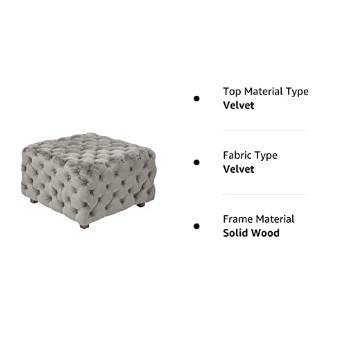 Homebeez Velvet Ottoman Bench Cube Foot Rest Stool Square Coffee Table,27.2" W (Gray) #TOP5
