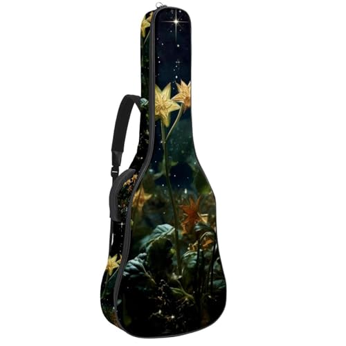 Sac pour guitare acoustique à motif plantes étoilées idéal pour les cours de musique et concerts