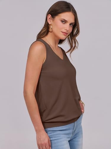 Image of ANRABESS Women Tank Tops Summer V Neck Sleeveless Casual Loose Fit Cute Cami Basic T Shirts Solid Tees 2026 Trendy Outfits