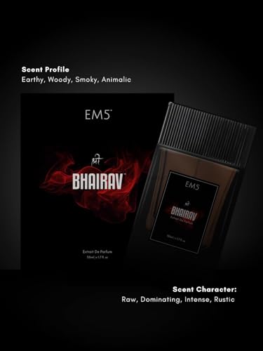 Image of EM5 Bhairav Extrait De Parfum (36%) Spray for Men | Dark, Animalic, Smoky, T0b@cco, Leather, Oud Fragrance | Raw, Unapologetic, Untamed Scent | Strong & Long Lasting Perfume | Gift For Men | 50ml
