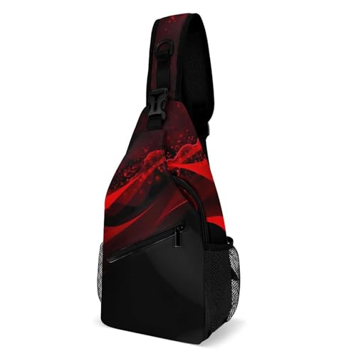 Mochila tipo bandolera negra y roja para hombre y mujer