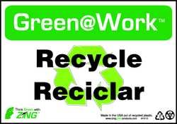 Panneau de recyclage Zing 1010 éco-conçu en plastique recyclé pour une signalétique durable