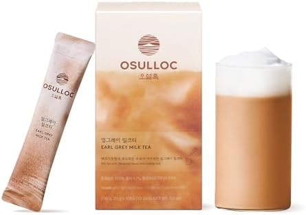 OSULLOC Earl Grey Milk Tea (7oz X 10 Packets), Easy on-the-go Stick type Powder Blended tea, Earlgrey with Bergamot scent mixed, Easy with water