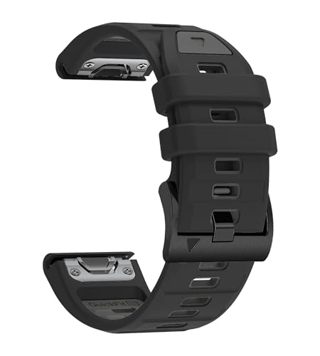 BEFIA 26mm Watch Band for Garmin Fenix 8 51mm 5x 6x pro 7x pro sapphire solar quickfit 26 watch bands for Garmin enduro tactix delta rubber Black Gray