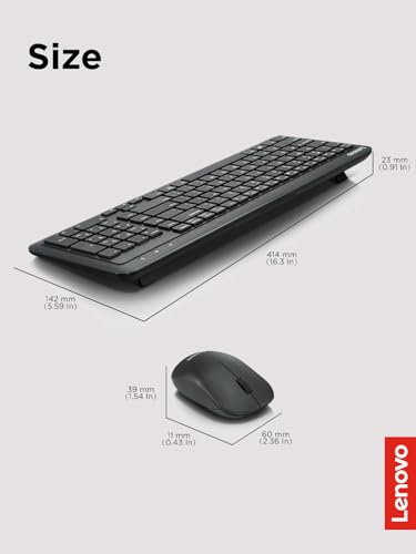 Teclado y ratón inalámbrico Lenovo 300 con receptor Nano USB y pilas para tu oficina en casa 4