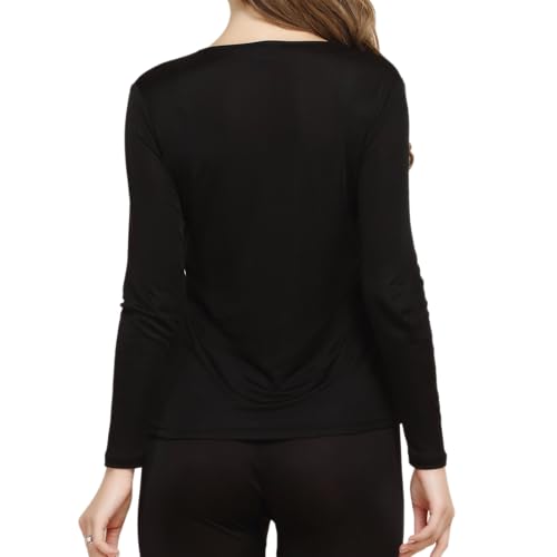 Women's Silk Thermal Underwear Long Johns Top Lightweight Mulberry Silk Shirt Baselayer Undershirts Pullover Blouse4