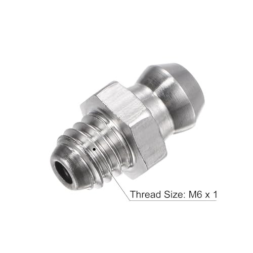 Image of uxcell 201 Stainless Steel Straight Grease Fitting M6 x 1mm Thread Hydraulic Grease Fitting Accessories, 30Pcs