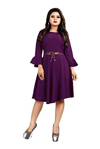 Buy N C Creation Designer Round Neck Full Stitched Knee Length One Piece Dress With Free Belt Girls Women S Wine At Amazon In