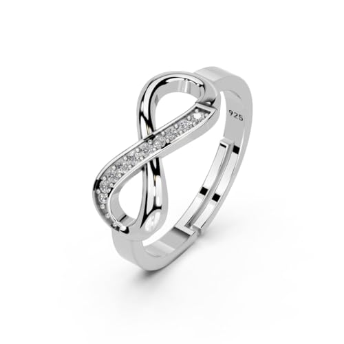 Image of Miss Highness 925 Sterling Pure Silver Ring for Women, Infinity Rings, Adjustable Size, Daily Wear Silver Jewellery, with Certificate of Authenticity, Birthday, Anniversary, Gift for Wife & Girlfriend