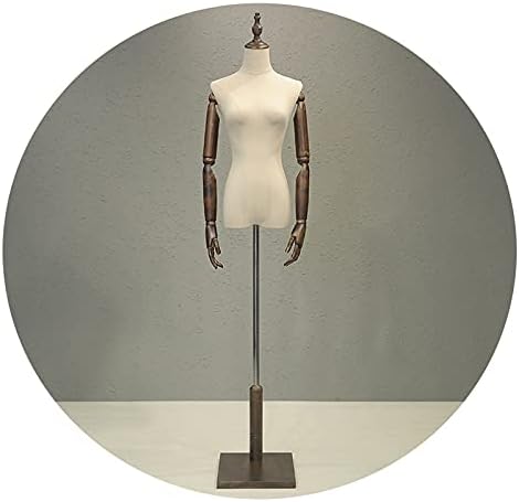 Female Tailors Dummy Mannequin Torso Mannequin Stand, Female Mannequin Torso Dress Form, Height Adjustable Half Body Manikin for Store Clothing Display Shelf with Movable Solid Wood Arm, 3 M
