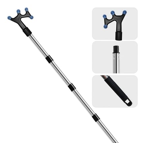 Boat Hook with 3-12Ft Adjustable Extension Pole Push Pole for Boat Stainless Steel Boat Accessories with Protective Rubber Threaded End Poles Splicing Rod Kit for Docking Push-Pull and Boating