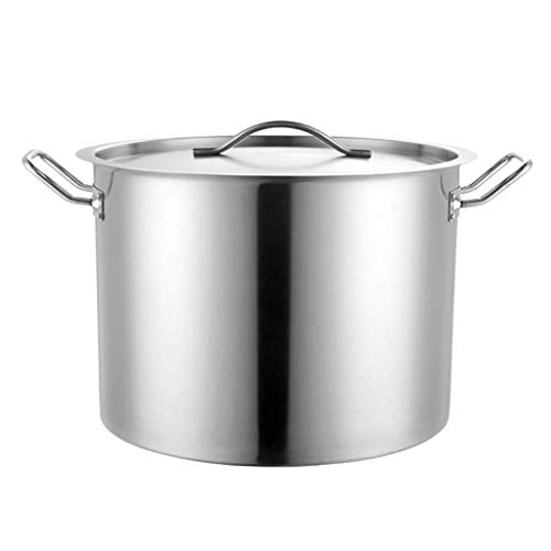 KAUTO Olla común, Olla de Acero Inoxidable Gruesa Comercial/doméstica con Tapa para Estufa de Gas/Cocina de inducción (13-81L) Olla común (tamaño: 59L)