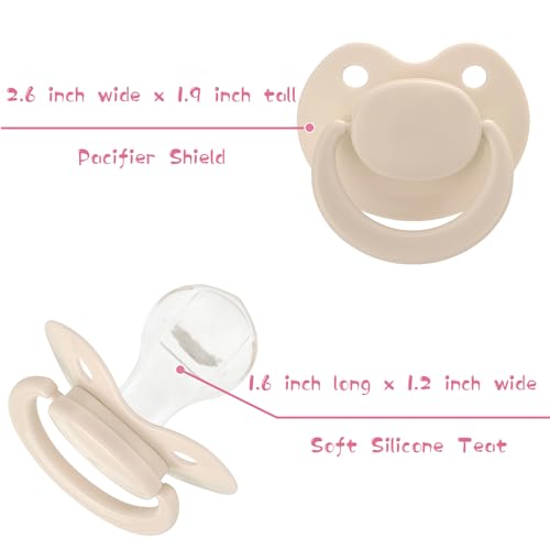 Image of Adult Sized Pacifier Bigshield : Replacement Silicone Paci Big Teat for Anxiety Release - Orthodontic Binky Taken Apart and Re-Assembled Ivory