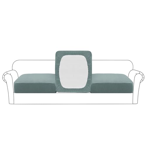 Flamingo P Large Couch Cushion Covers 3 Piece Set Sofa Seat Slipcovers for Deep Oversized Cushions with Elastic Bottom Furniture Protector for Pets & Kids, 3 Seat XL Cushion Cover, Sage