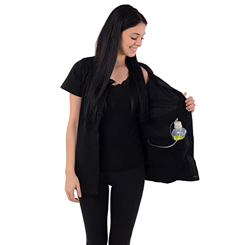 USBD Crew Neck Post Mastectomy Shirt with Drain Pockets - Comfortable Mastectomy Recovery Wear, Women's Post-Op Support