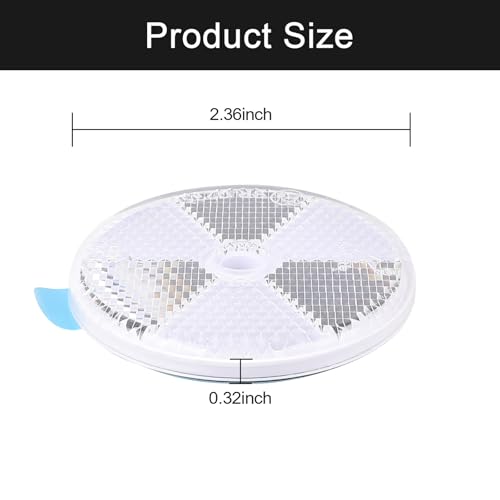Image of 10 Pack White Self Adhesive and Screw on Round Reflectors, DOT SAE Approval Road Safety Gate Posts Rear Reflectors for Mailboxes Driveway Trailer Caravan Tunnels Truck Tractor Boat Lorry