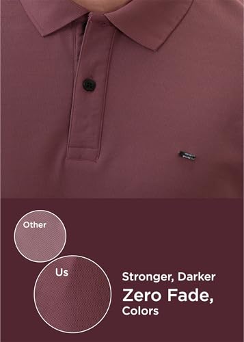 Image of Nostrum Cotton Half Sleeve T-Shirt for Men Boys, Regular Fit, Cherry, Stylish Mens T-Shirts, Polo T Shirt for Man, Collar T Shirts for Men