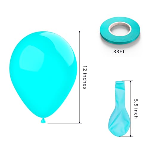 Image of KBZVNAF Teal Latex Party Balloons 50 Pack 12 inch | Turquoise Helium Matte Balloons for Birthday Wedding Baby Shower Gender Reveal Party Decorations