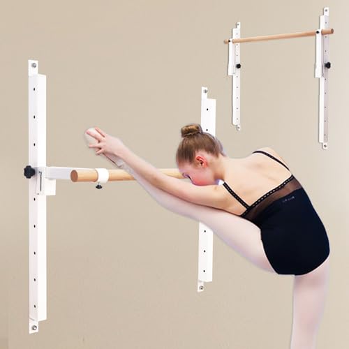 Seliyoo Height Adjustable Ballet Barre Foldable Ballet Bar Dance Training Barre,Wall Mount With Solid Beech Wood Bar,Home Fitness Equipment for Pull Up Stretching Never move or Shake