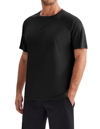PINSPARK Men's T-Shirts Short Sleeve UPF 50+ Lightweight Quick Dry Moisture Wicking Cooling Casual Crew Neck Basic Tee Shirts