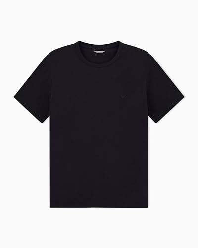 Man's Basic Elastic Crew Neck T-Shirt Black S Regular FIT