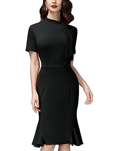 AISIZE Women's 1950s Vintage Tie Neck Cocktail Bodycon Pencil Dress4