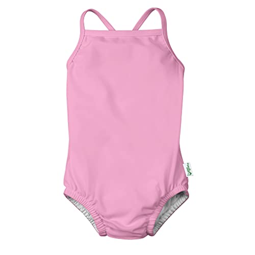 i play. by green sprouts baby girls One-piece Swimsuit With Built-in Reusable and Toddler Swim Diaper, Light Pink, 6-12 Months US