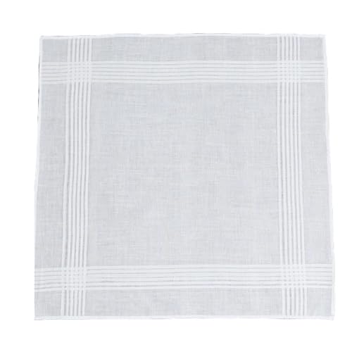 Pañuelos de bolsillo blancos de algodón puro con borde satinado pack de 12 unidades de 40x43 cm