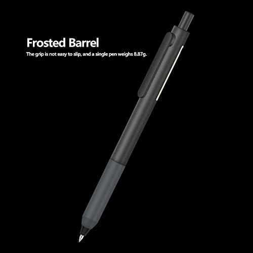 HeTaoCat Retractable Gel Pens, 0.5mm Fine Point, Quick Drying, Writing Drawing, Black ink gel pens, Box of 6 Pens (White)