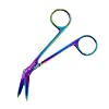 Cynamed Suture Stitch Scissors with Multicolor/Rainbow Titanium Coating (Angled Hook)