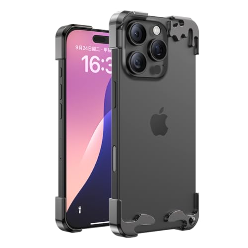 ZIDOXING Metal Shock-Absorbing Snow Melting Armor Phone Case, Suitable for All Styles of iPhone 12-16,with Reinforced Corners and Protective Cover, Heavy-Duty Drop Protection and Durable Frame Black