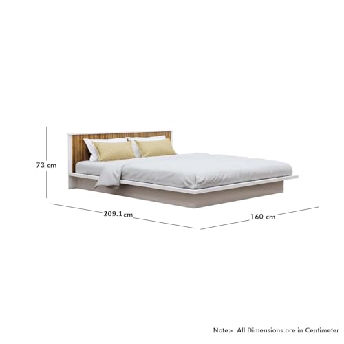 Image of Bniture Modern Low Height Queen Size Bed Without Storage | Engineered Wood Platform Bed Headboard | Bed Queen Size Wooden Cot Double Bed for Bedroom 3 Year Warranty (Frosty White & Giant Wood)
