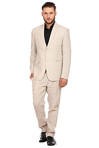 Wintage Men's 100% Linen Notch Lapel All Season Natural Color Suit #TOP9