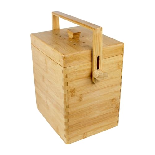 EliteKoopers 1Pcs Brown Wooden Bamboo Kitchen Compost Caddy Bin Food Waste Recycling Bin For Home, Kitchen Bathroom Uses (4 Litre)