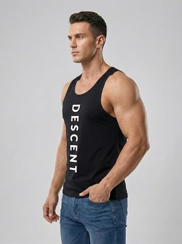 Image of Glito Polyester Letter Printed Vest for Men - Pack of 2 - Black & Red | Round Neck | Sleeveless | Regular Fit | Summer & Gym Wear Tank Top for Men