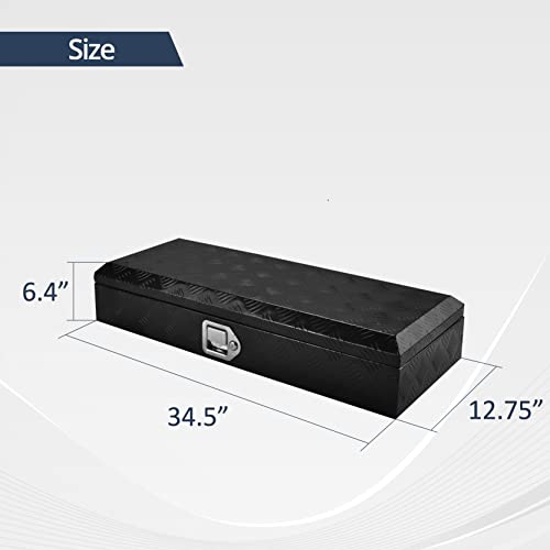 Batoneco 34.5 Inch Aluminum Tool Box, Truck Bed Tool Box With Lock And 2 Keys,Tool Storage Box For Truck,Trailer,Pickup,Atv,Rv,34.5"X12.75"X6.4",Black #TOP1