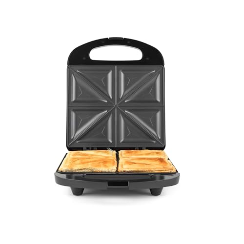 Progress Appareil à Croques – Machine à Sandwichs Antiadhésive, Prépare 4 Croques-Monsieur, Plaques 4 Tranches, Température Automatique, Poignée Cool...