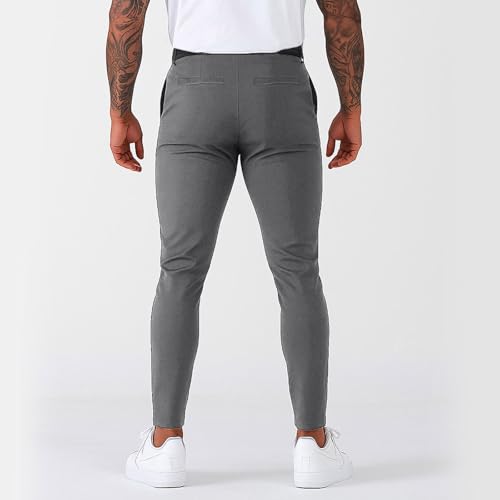 Golf Pants Men Stretchy Petite Slim Fit Dress Pants Lightweight Classic Athletic Tapered Pull On Slacks with Pockets2