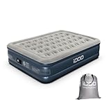 iDOO エアーベッド エアマット ダブルサイズ エアベッド 電動ポンプ内蔵 フロック表面加工 耐久 安定 エアーマット 長さ203×幅152×厚さ46cm 耐荷重295kg 空気ベッド 人気 快適な寝心地 折り畳み 収納バッグ付き キャンプ 家庭用 来客 防災用 灰色