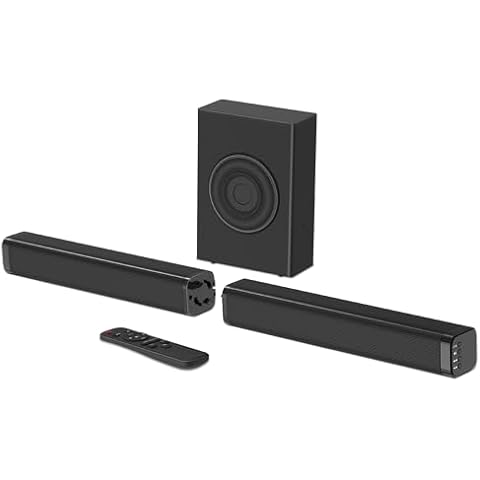 GEOYEAO Sound Bars for TV with Subwoofer, 2.1ch Home Audio Speaker & 3D & 240W Deep Bass Subwoofer Bluetooth 2-in-1 Detachable TV Surround Sound Speaker System Cover