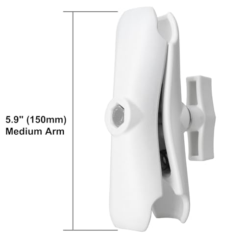 Image of White Marine C Size 1.5 inch Ball 5.9 inch Double Socket Arm | White powder coated aluminum marine arm for 38mm C size ball. 15cm medium length. Fits RAM and iBolt mounts