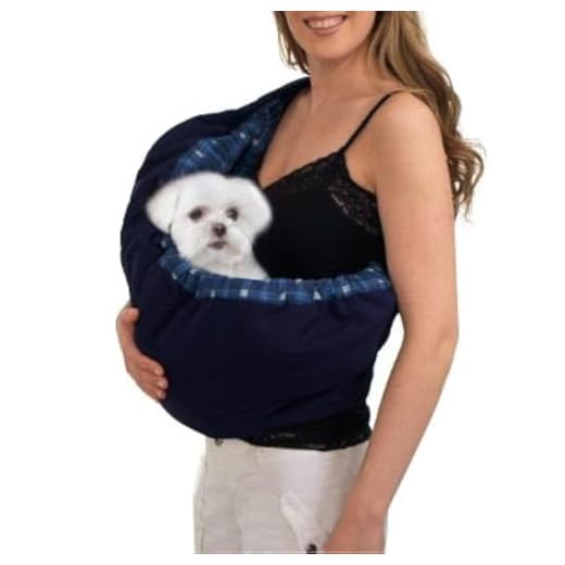 OrgMemory Pet Sling Carrier, Adjustable Sling Bag, Small Dog Cat Outdoor Shoulder Carrier Bag, Most Suitable: 3-10 lbs (Blue Plaid)