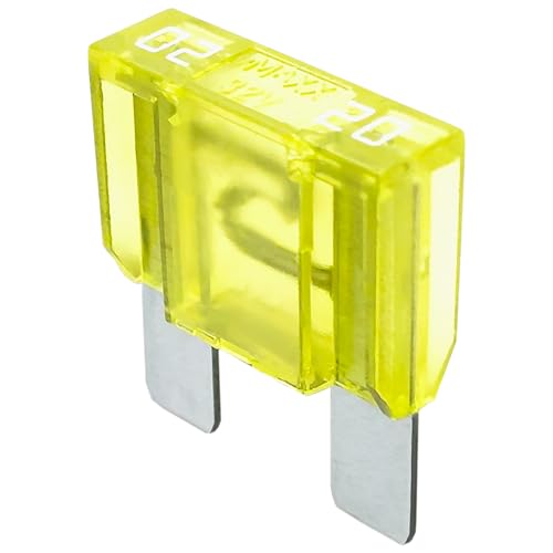 Tecside 20A KFZ Maxi Sicherung | 1 Stück | 29mm Stecksicherung für Stromdieb & Sicherungshalter 12V 24V 32V Flachsicherung für Auto, Boot, Motorrad, Wohnmobil, Roller | iMaXX maxiOTO F9020 Gelb