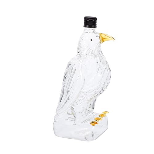 DEARMAMY Botella de Vidrio Decorativa Forma de Paloma Jarra para Whisky Transparente Diseño Elegante para Fiestas y Licor Recipiente Original para Bebidas