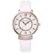 LYDPT Mode Damen Lederuhr Strass Persönlichkeit Römische Waage Casual Quarz Armbanduhr Damen Stil (Color : Weiß)