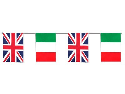 Guirlande d'amitié Royaume-Uni - Italie 6 m pour bars sportifs, restaurants et clubs de langues